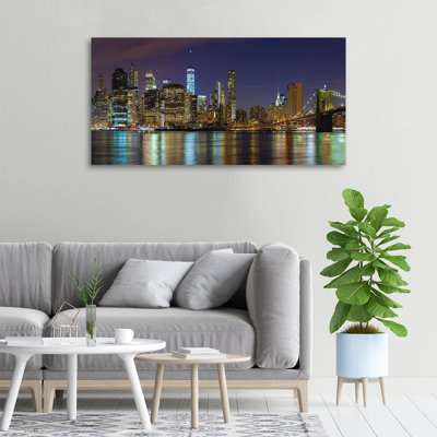 Manhattan By Night - Wrapped Canvas Print