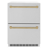 ZLINE Autograph Edition 24 In. Touchstone Refrigerator Drawer in Black Matte and Gold