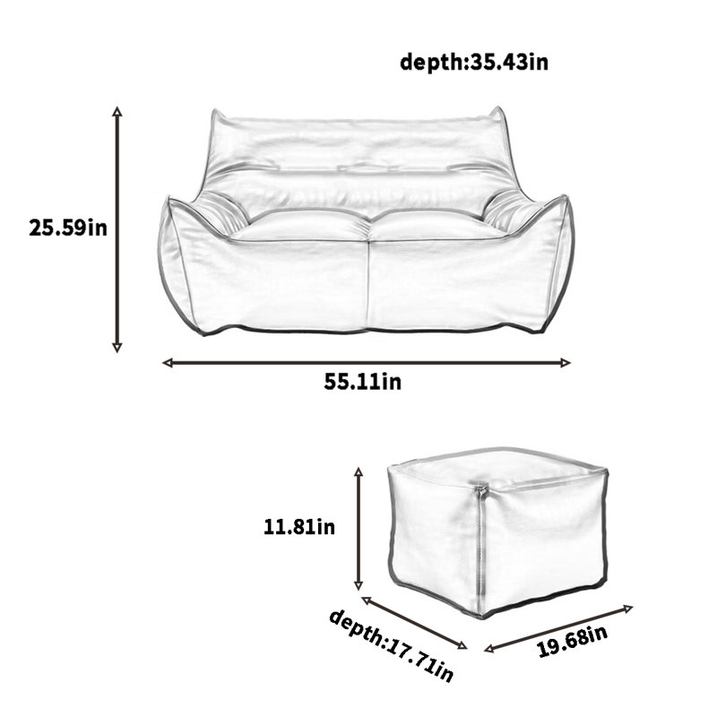 Canapé à billes, H 25,59 po x l 55,11 po x P 35,43 po
