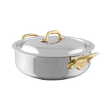 Mauviel M'cook B Rondeau With Curved Lid, Brass Handles, 6-Qt