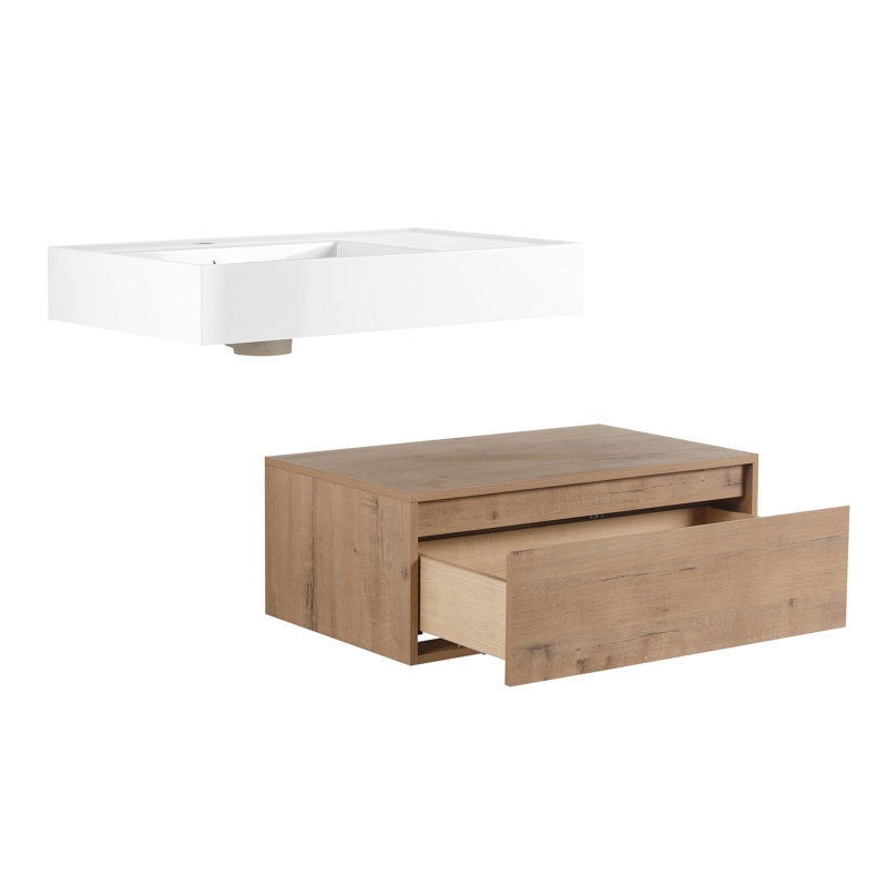 Meuble-lavabo de salle de bain avec lavabo en résine