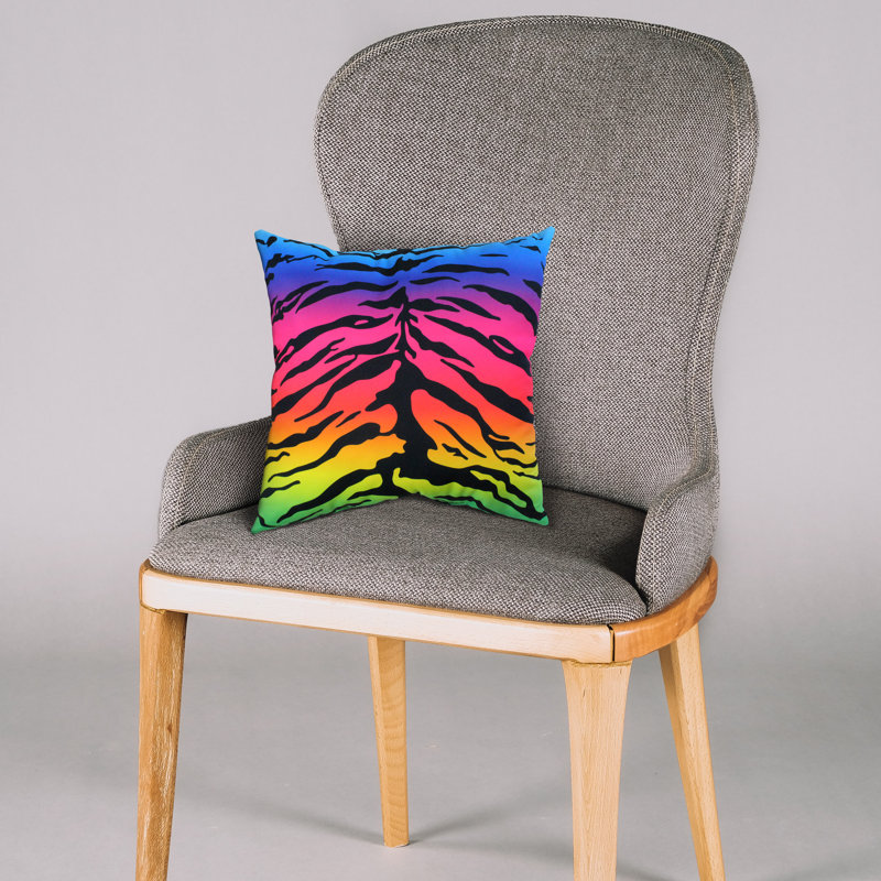 Animal Print Reversible Throw Pillow, Rainbow Gradient