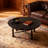 Retro Black Solid Wood Round Coffee Table