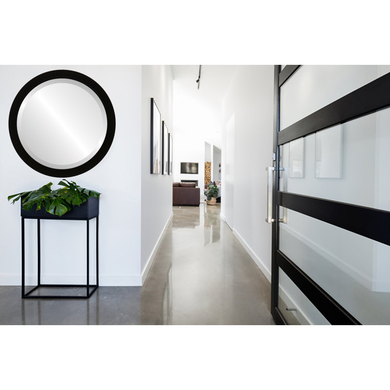 Akien Round Mirror, 15" H x 15" W, Matte Black