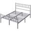 Minimalist Metal Bed Frame with Slatted Headboard-766174236-682358409
