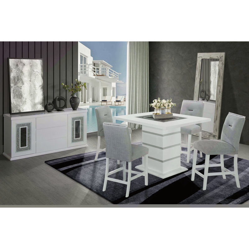 Tabourets de bar (ensemble de 2), Gris, Blanc