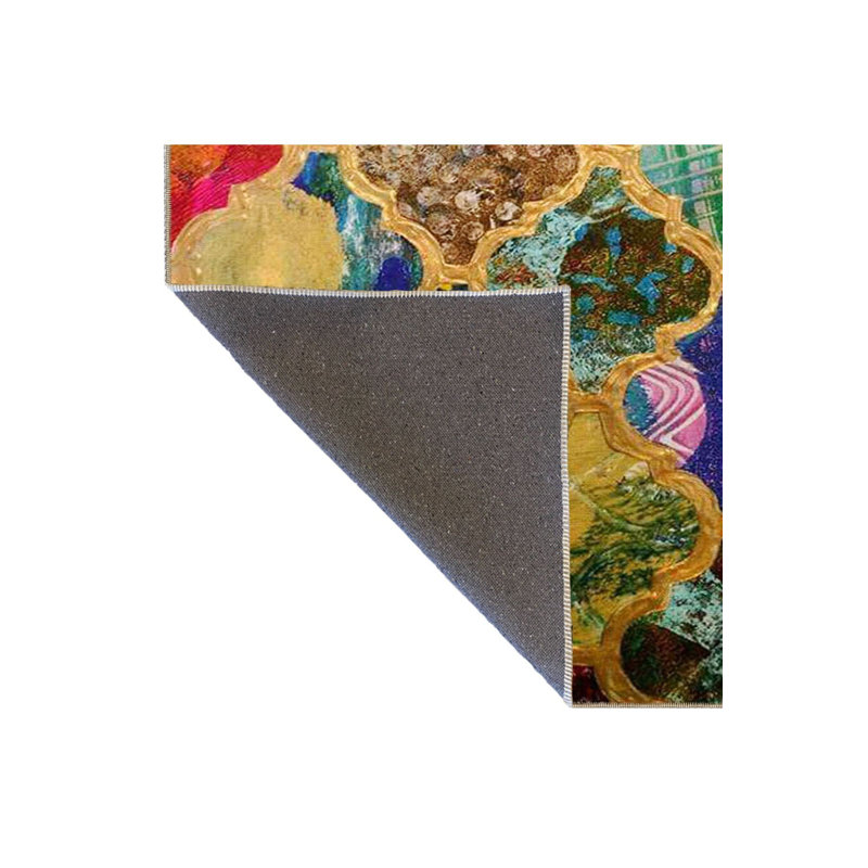 Multi Color Modern Woven Base Machine Washable Area Rug, Square 3'3"