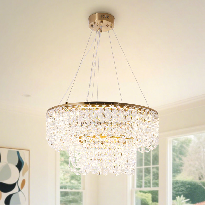 Lustre en cristal 24 po avec lumière DEL 24 po