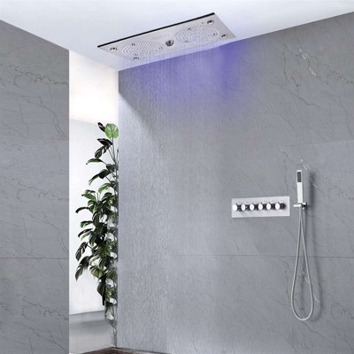 Vicenza Chrome Polished Thermostatic LED Musical Recessed Ceiling Mount Rainfall Shower System