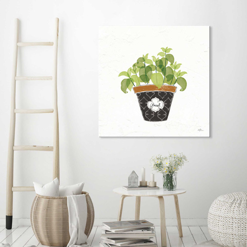 «Fine Herbs VIII», reproduction de peinture à l'aquarelle, H 18" x l 18" x P 1", Toile tendue