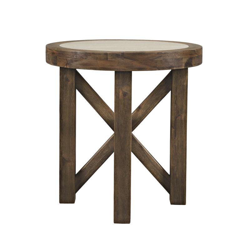 Table de bout ronde en bois fritté Portillo, Cortado