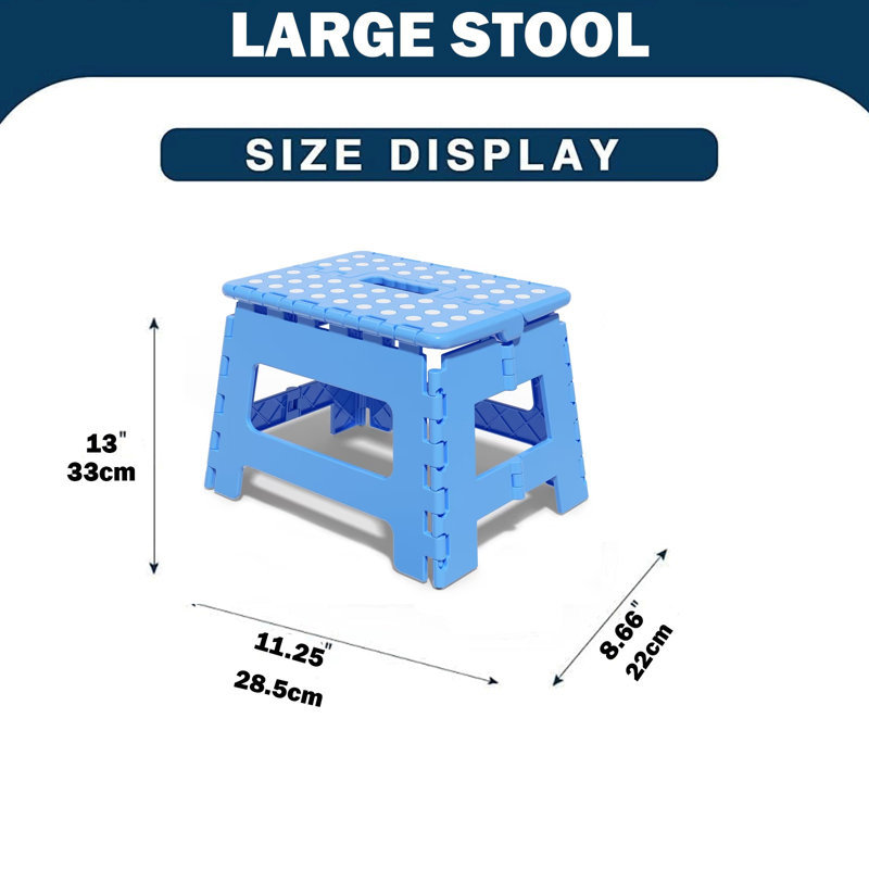 Large Folding Plastic Step Stool Blue
