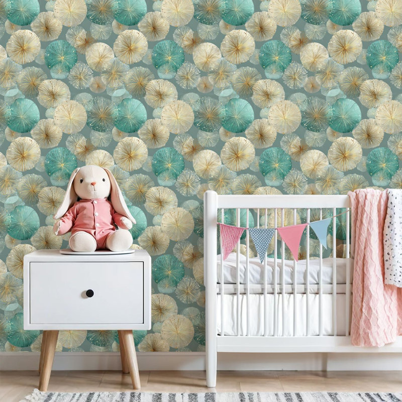 Papier peint adhésif auto-adhésif mural bleu sarcelle peler et coller, L 118,08 po x l 24 po
