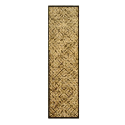 Tapis noir moderne à motif géométrique en laine noué à la main