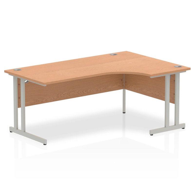 Impulse L-Shape Computer Desk, Right Hand Facing, Oak/Silver, 73cm H x 180cm W x 120cm D