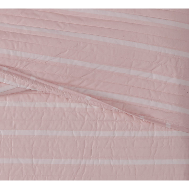 Navy and White Striped Microfiber Full Quilt Set