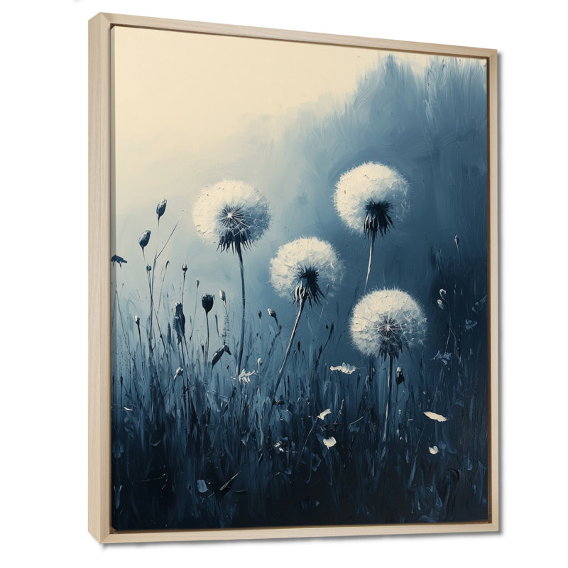 Pissenlit silencieux dans un minimalisme II - impressions sur toile de pissenlit, H 32 po x l 24 po, Crème, crème