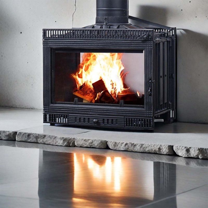 Cast iron can be built into wood fireplaces