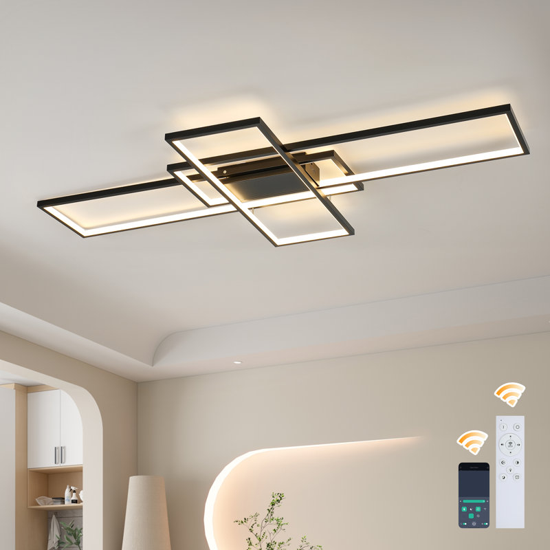 Plafonnier encastré 3 lumières DEL Arlyn, Noir, 3.2" H x 60.2" W x 32.3" D