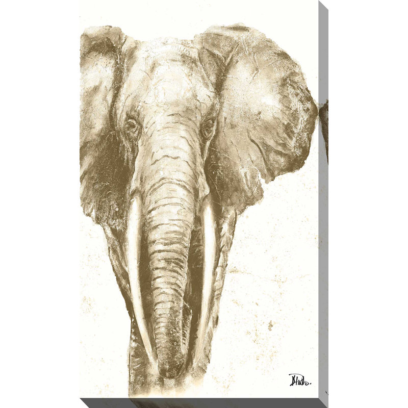 «Mute Elephant», reproduction de peinture acrylique, H 30 po x l 18 po x P 1 po, Toile tendue