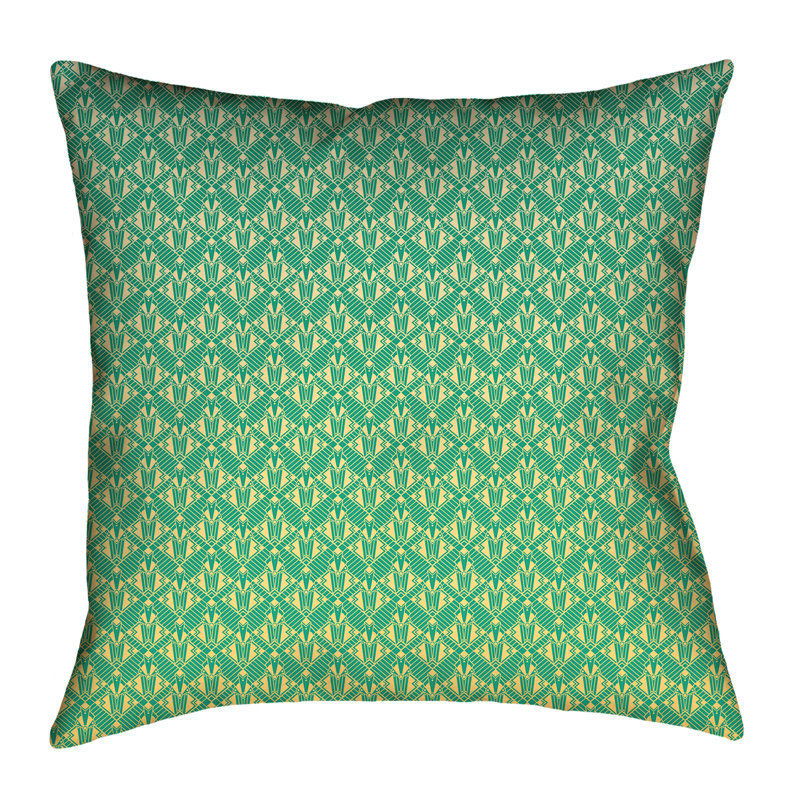 Housse de coussin Katelyn Elizabeth, Vert/jaune, 16 po x 16 po, Faux lin