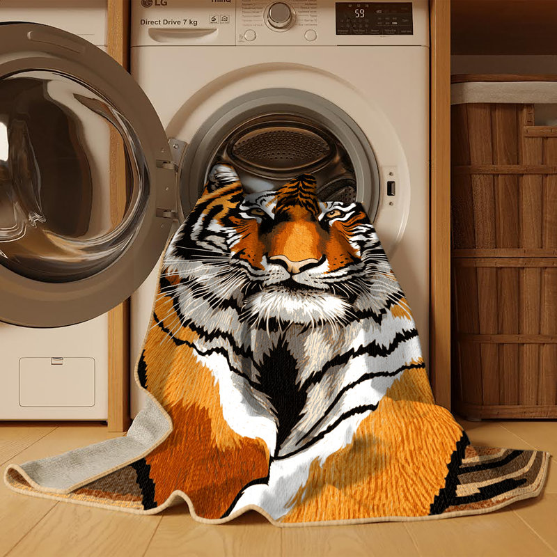  Tapis lavable en forme de tigre de Chine méridionale, Carré 5 pi