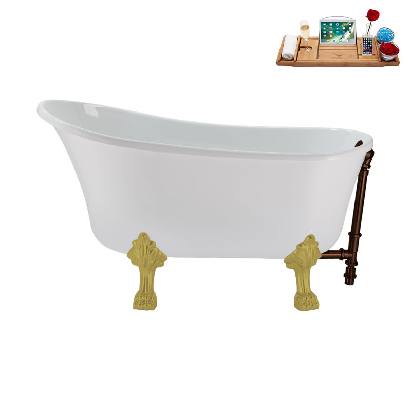 51.2'' x 25.6'' Soaking Acrylic Bathtub, Brushed Gold, Matte Oil Rubbed Bronze