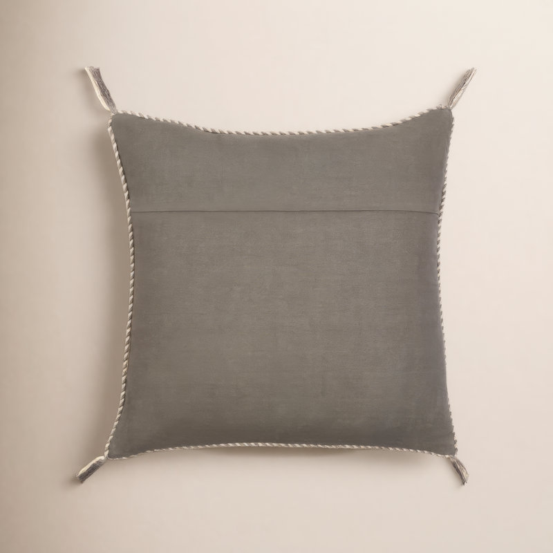 Tenor Tassels Cotton Pillow Cover, 20"H x 20"W, Cream/Black