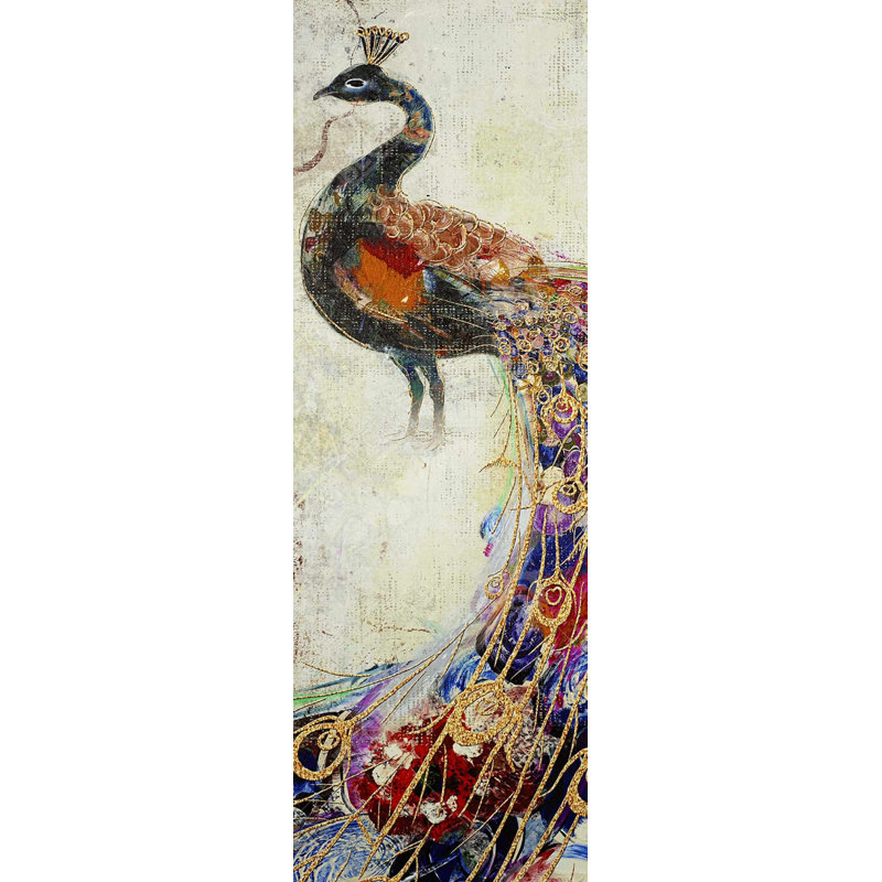 "Paon majestueux" sur toile, H 60 po x l 20 po