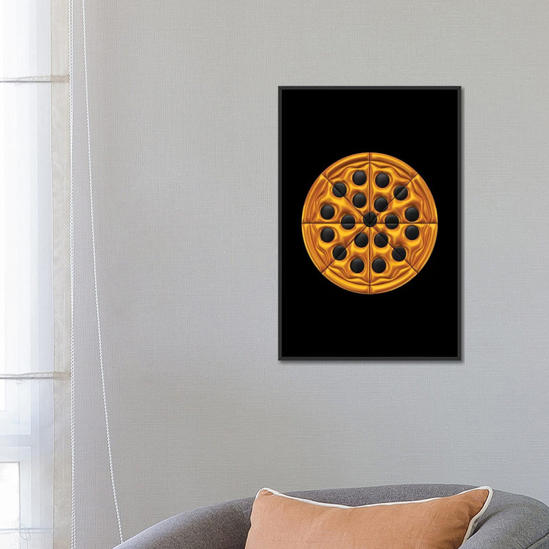 «Pizza», impression sur toile, H 26 po x l 18 po x P 1,5 po, Toile avec cadre noir, Pas de tapis