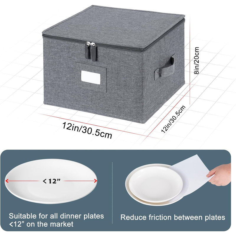 Rangement pour assiettes en tissu avec séparateurs en feutre