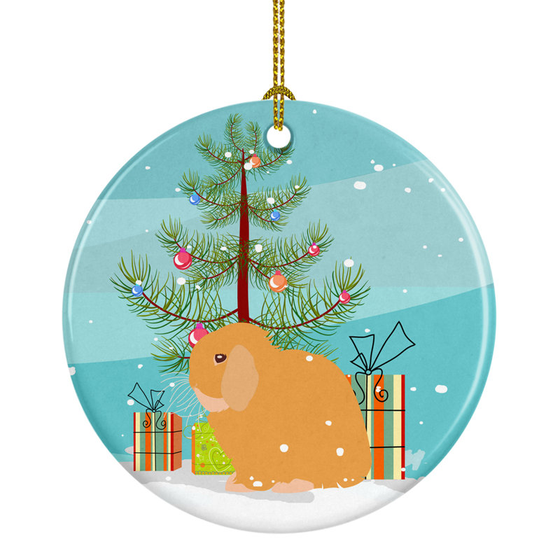Ornement en céramique de noël holland lop