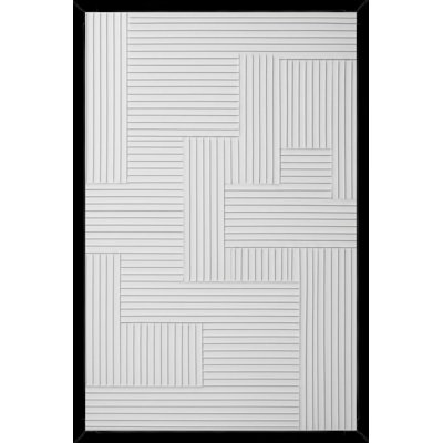 Motif géométrique texturé blanc sur toile encadrée