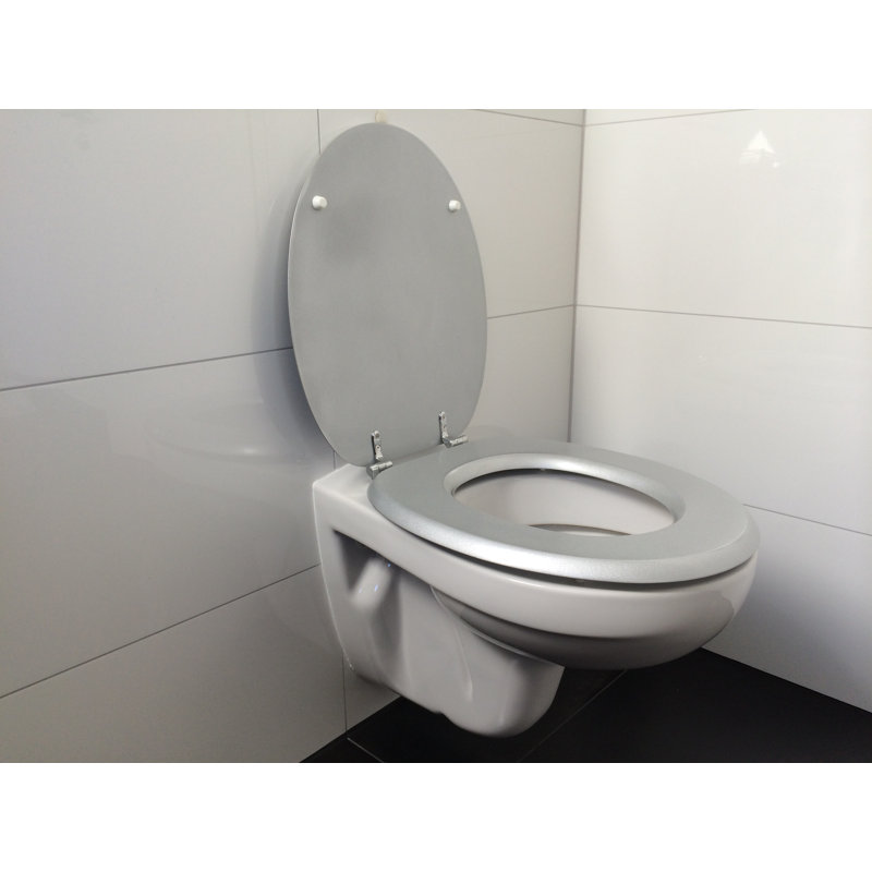 Alma Elongated Toilet Seat, Silver and black