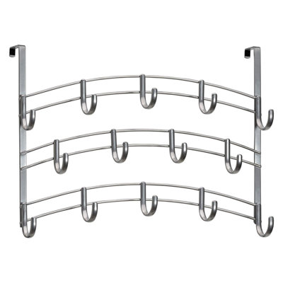 Professional Over Door Hooks Rack - 14 Hook Hanger For Towels & Clothes - Heavy Duty Steel Construction With Soft Foam Padding - Fits Standard Doors