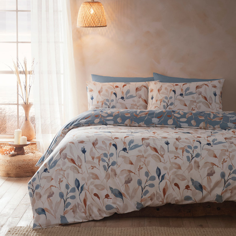 Anya Cotton Blend Floral Duvet Cover Set with Pillowcases Included, King Duvet Cover + 2 Standard Pillowcases