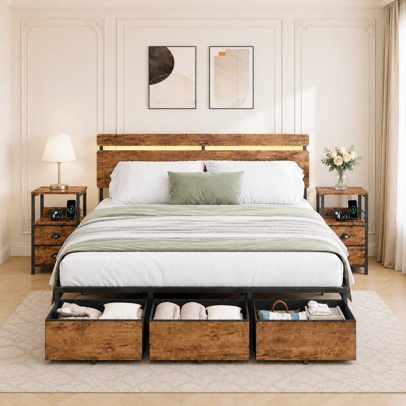 Ensemble de chambre à coucher 3 pièces, Brown/Black, King
