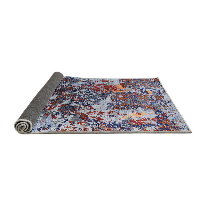 Tapis rouge / bleu / gris, Rond 8 pi