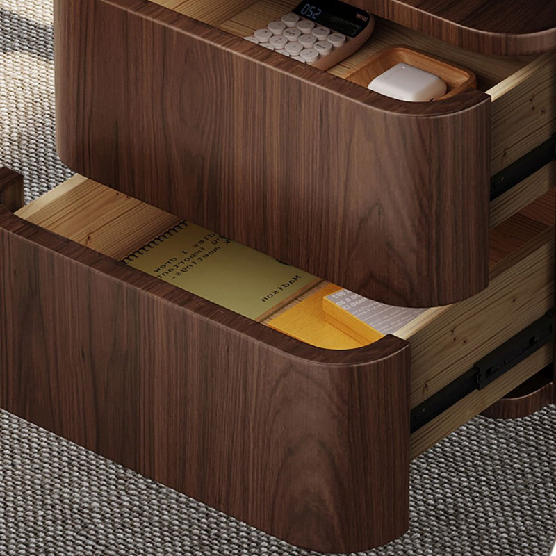Bureau à 2 tiroirs en bois manufacturé rectangulaire brun noisette + argent + acier au carbone