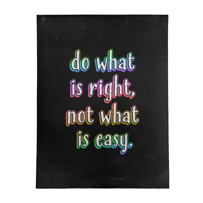 Tapis en chenille de polyester de style tableau noir Quotes Do What Is Right Quote, Rectangle 9 pi x 12 pi