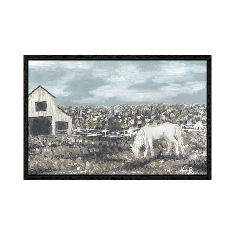 Black Creek Stable 1 Piece Wall Art on Canvas, 101.6 cm H x 66.04 cm W, Black Floater Frame