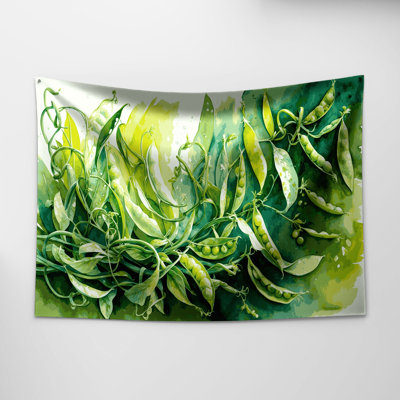 Tapisserie murale légumes pois mange-tout