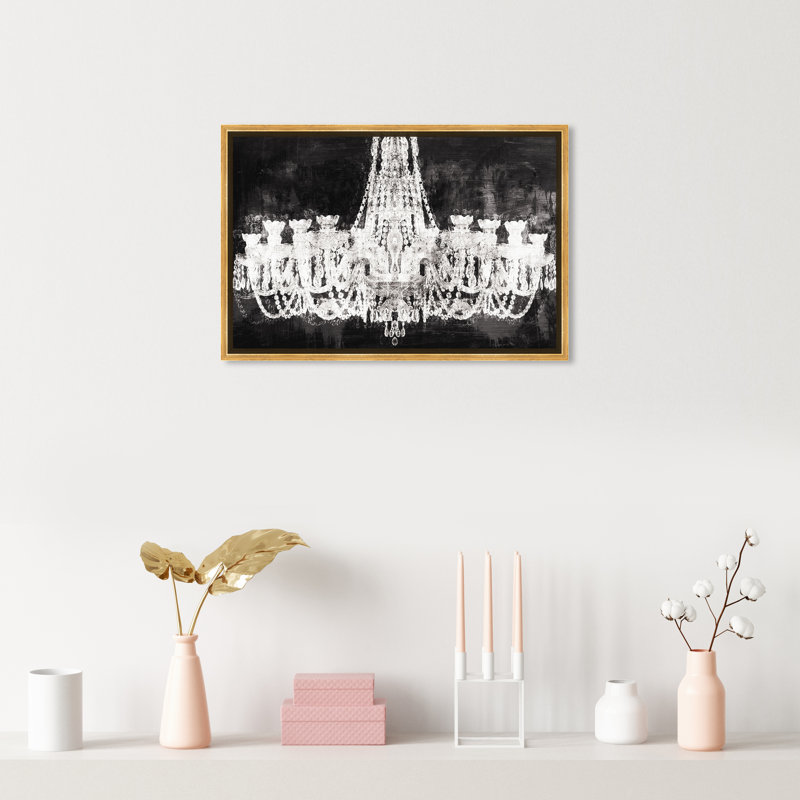 «Decadent Soiree», impression sur toile tendue en noir et blanc, H 15 po x l 10 po, Cadre doré