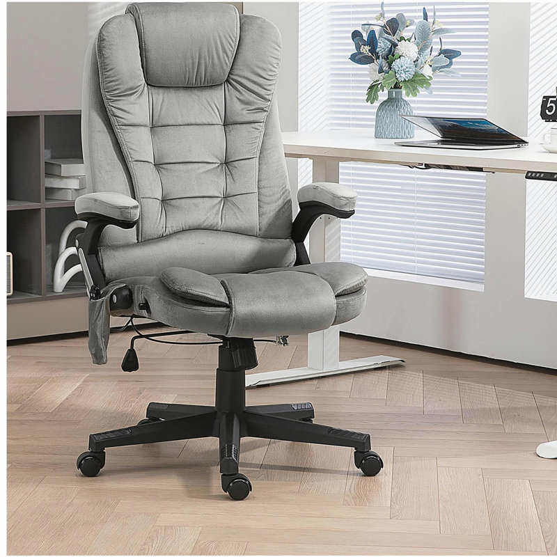 Fauteuil de bureau à 6 points de massage vibrant et gris lombaire