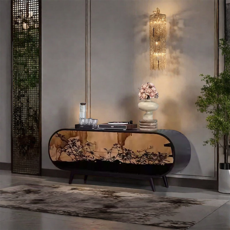 Buffet en bois de noyer avec portes et tiroirs, Noir, noir, noir, noir