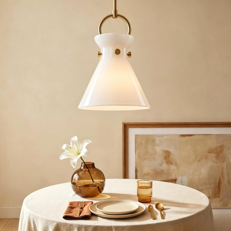 Luminaire suspendu moderne en verre opale 1 lumière DEL pour salle à manger