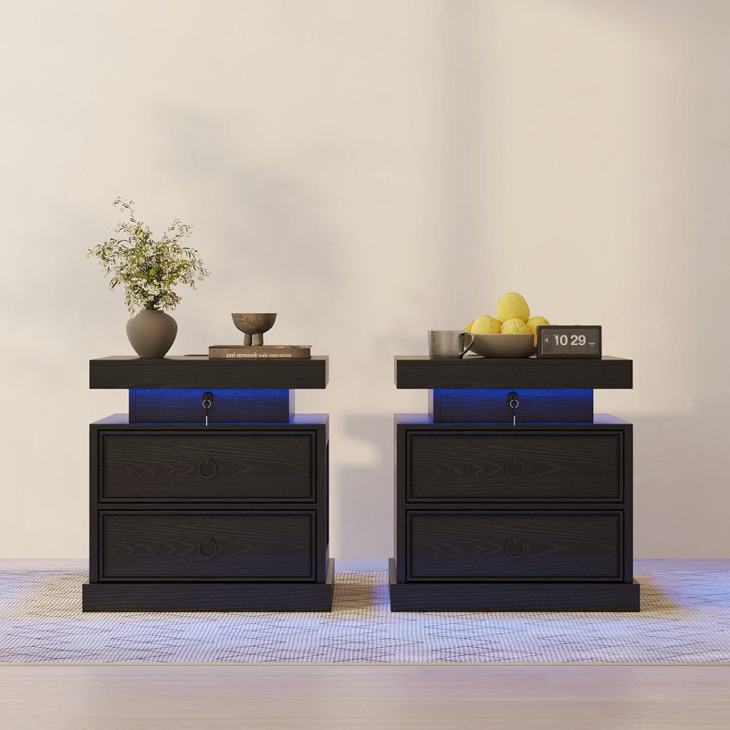 49.8cm W Bedside Table, Black
