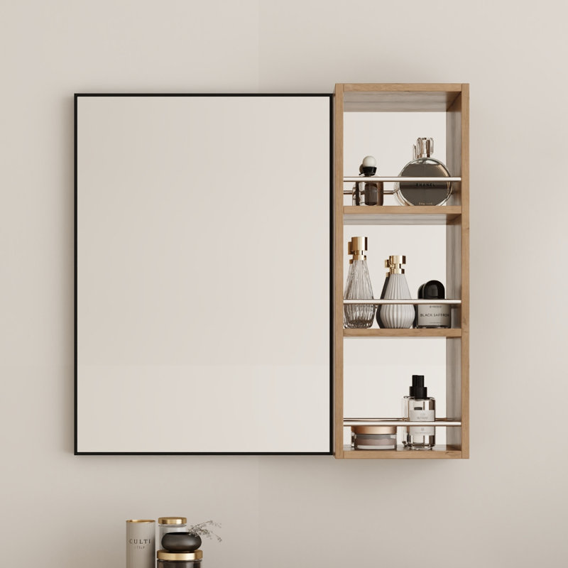 Armoire à miroir murale avec tablettes à 3 niveaux et garde-corps (l 10 po x H 27,56 po)