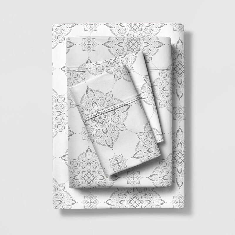 Ensemble de draps légers en mélange de coton brossé infroissable, Ensemble de draps pour grand lit + un drap-housse 