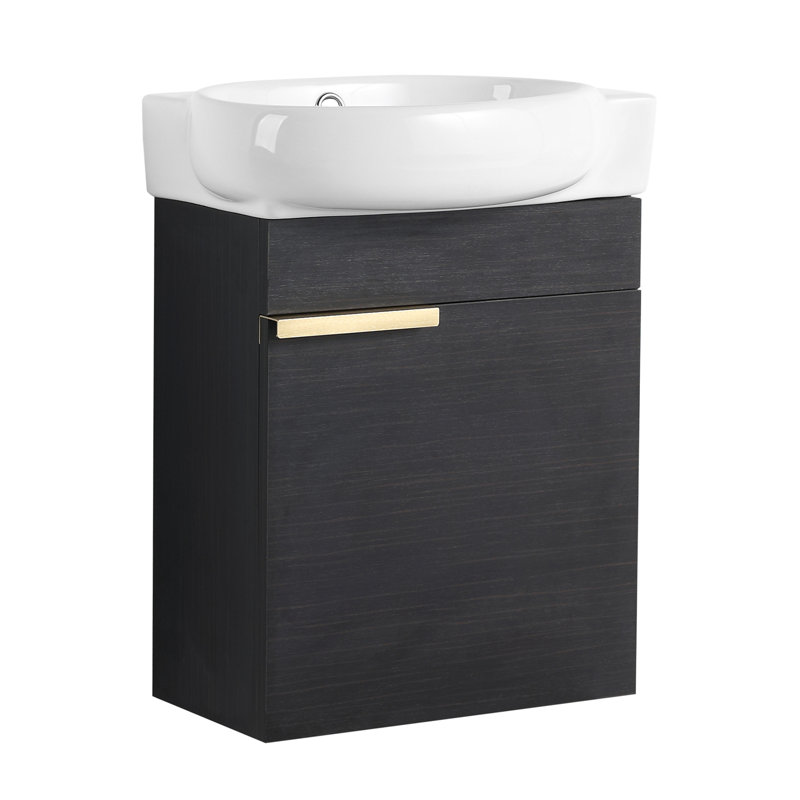 Meuble-lavabo à fermeture en douceur avec lavabo, Noir châtaignier